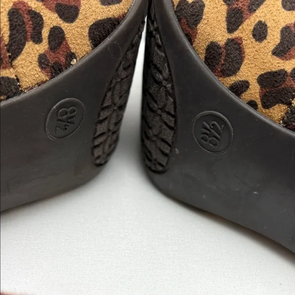 Merona Etta High Heel Women’s Sz8.5 Tan and Brown Leopard Print Chucky Heel#0252 - Picture 7 of 11